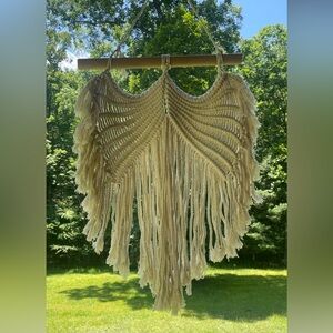 Large angel wings Macrame hanging wall art Cream colored- Hand-woven Art 🪽